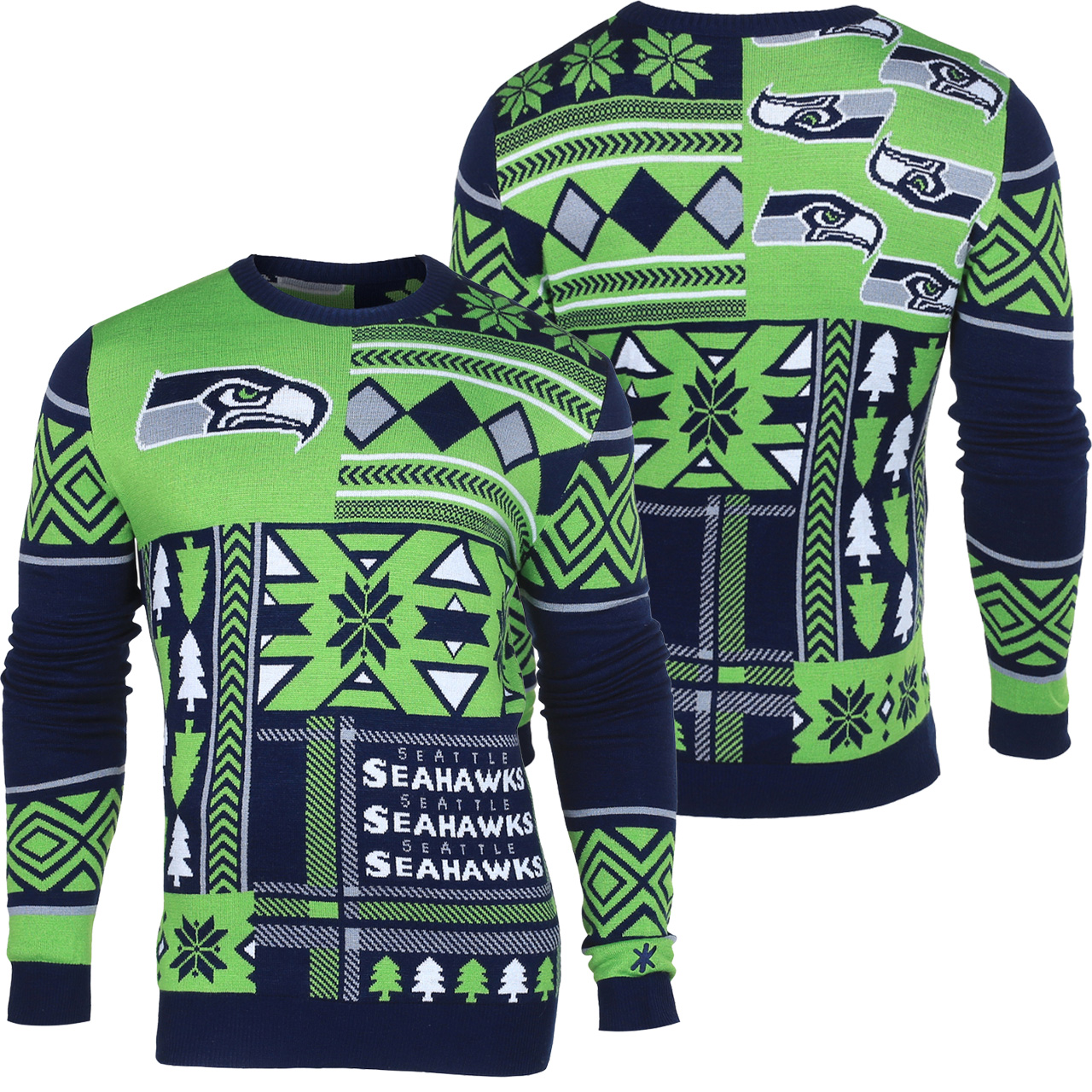 Seattle Seahawks Patches NFL Ugly Sweater