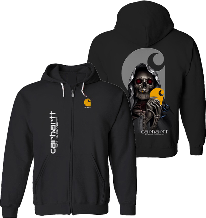 Skull Carhartt work in progress 3d zip hoodie