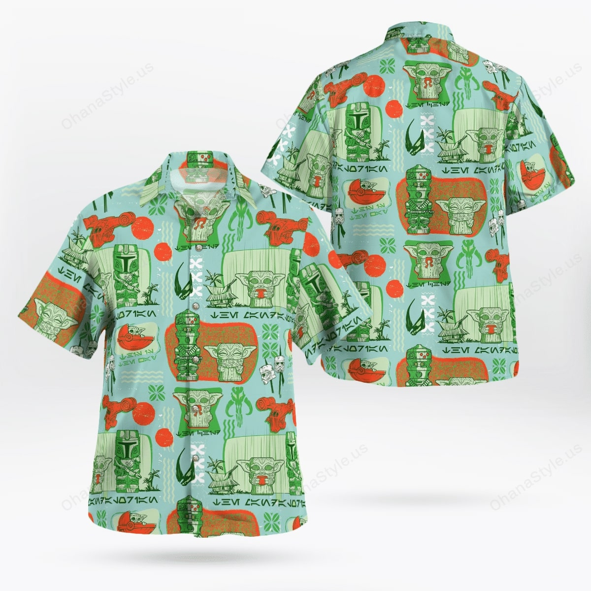 Star Wars cyan green hawaiian shirt