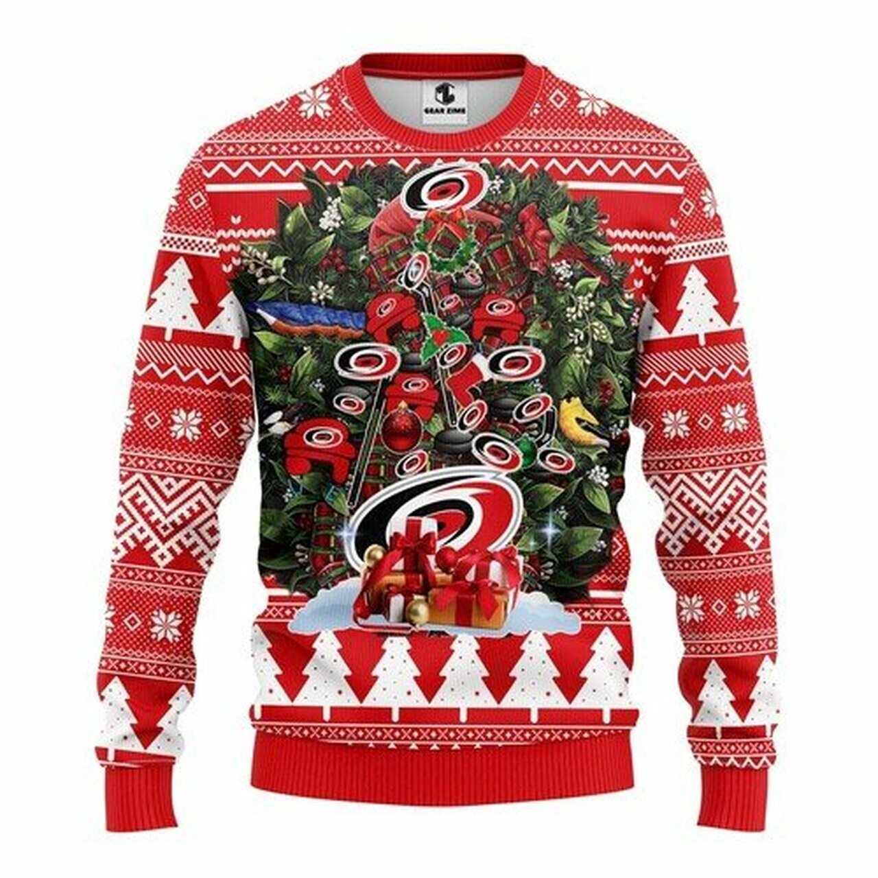 NHL Carolina Hurricanes christmas tree ugly sweater