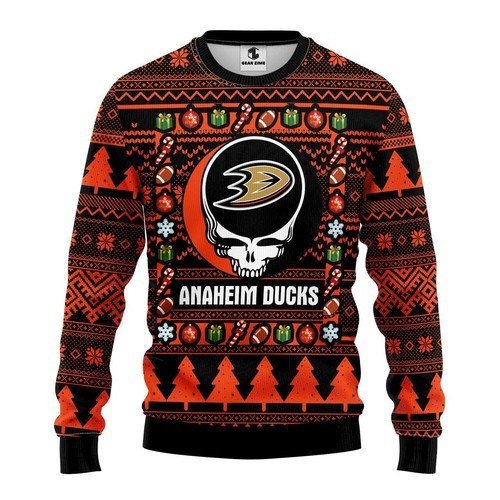 NHL Anaheim Ducks Grateful Dead ugly christmas sweater