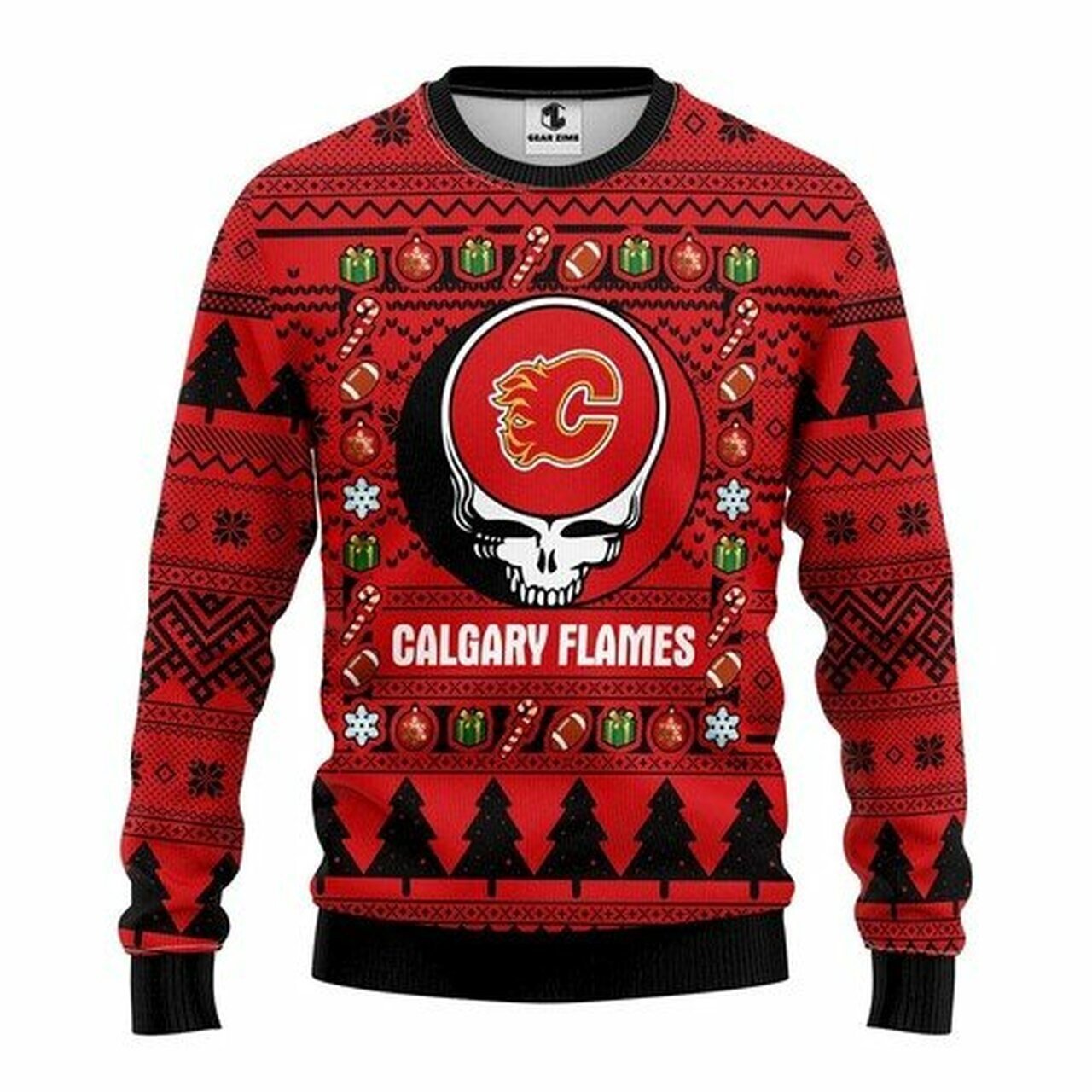 NHL Calgary Flames Grateful Dead ugly christmas sweater