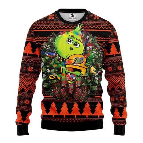 [ COOL ] NHL Anaheim Ducks Grinch hug ugly christmas sweater – Saleoff 291221