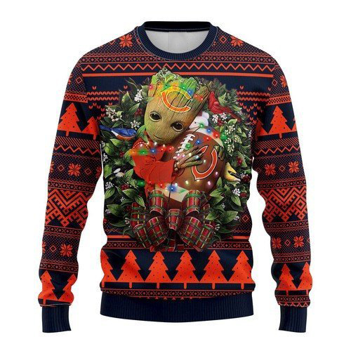 NFL Chicago Bears Groot hug ugly christmas sweater