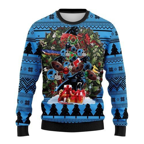 NFL Carolina Panthers christmas tree ugly sweater