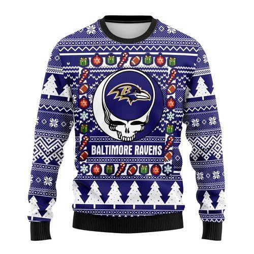 [ COOL ] NFL Baltimore Ravens Grateful Dead ugly christmas sweater – Saleoff 301221