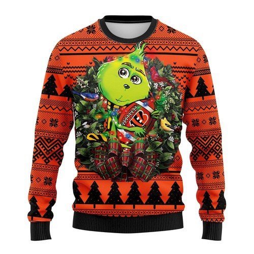 NFL Cincinnati Bengals Grinch hug ugly christmas sweater