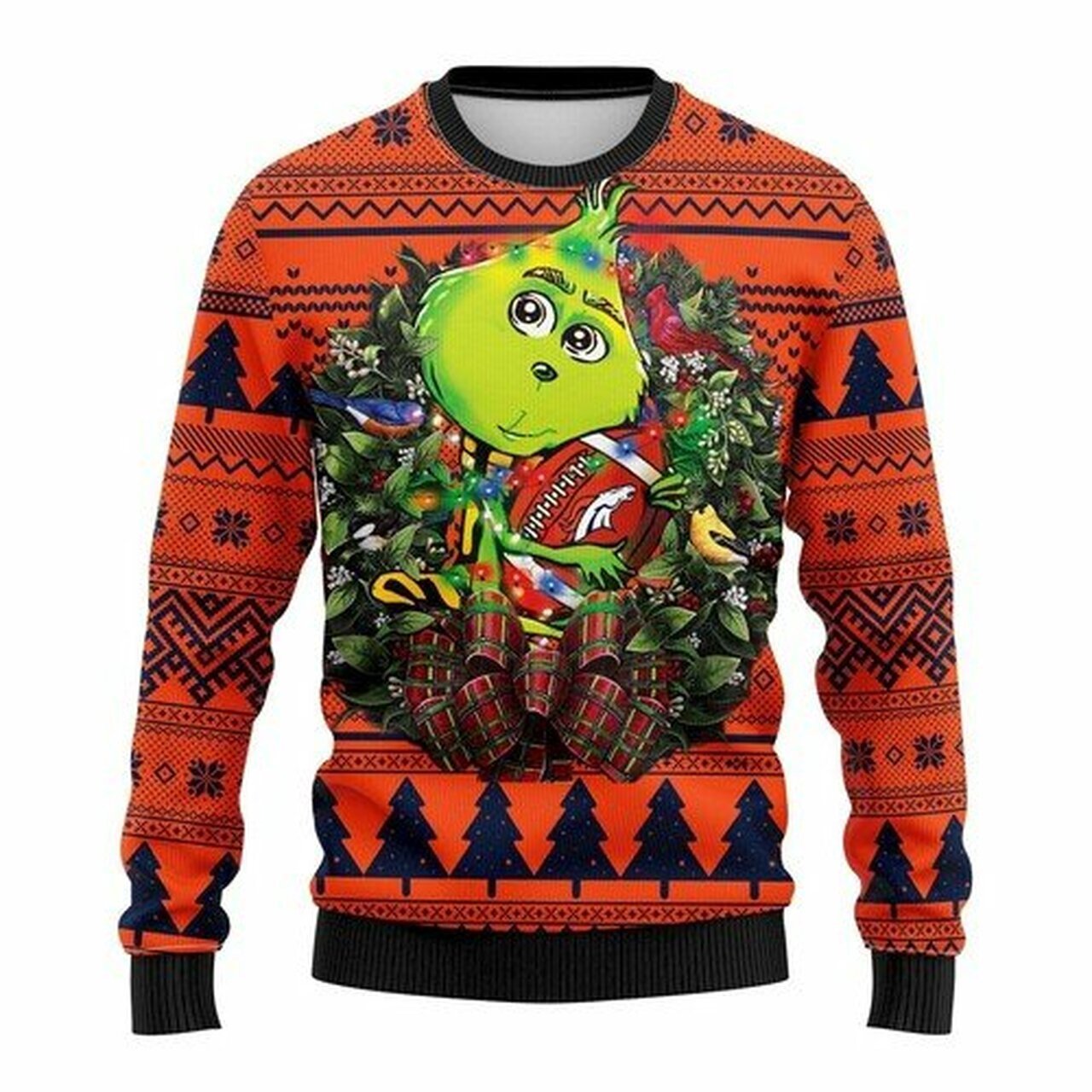 NFL Denver Brocos Grinch hug ugly christmas sweater