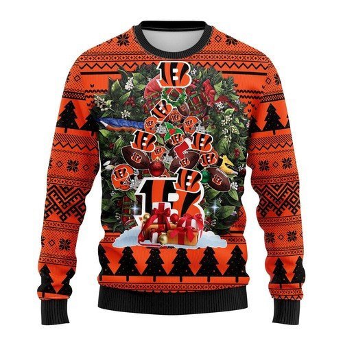 NFL Cincinnati Bengals christmas tree ugly sweater