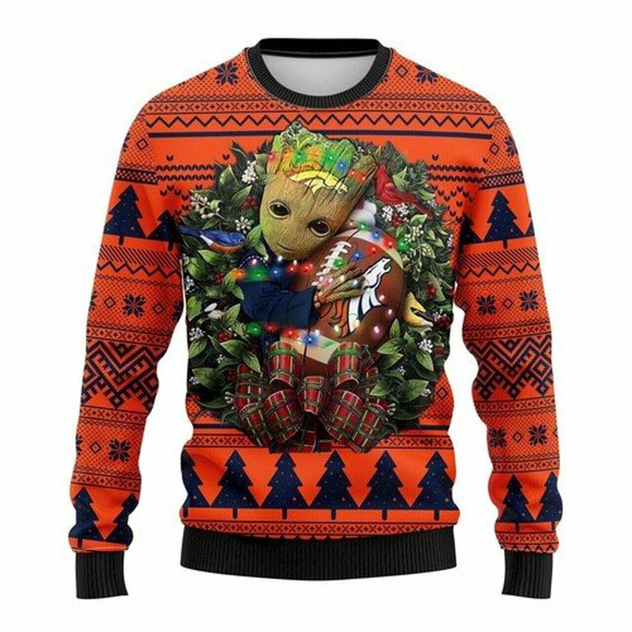 NFL Denver Brocos Groot hug ugly christmas sweater