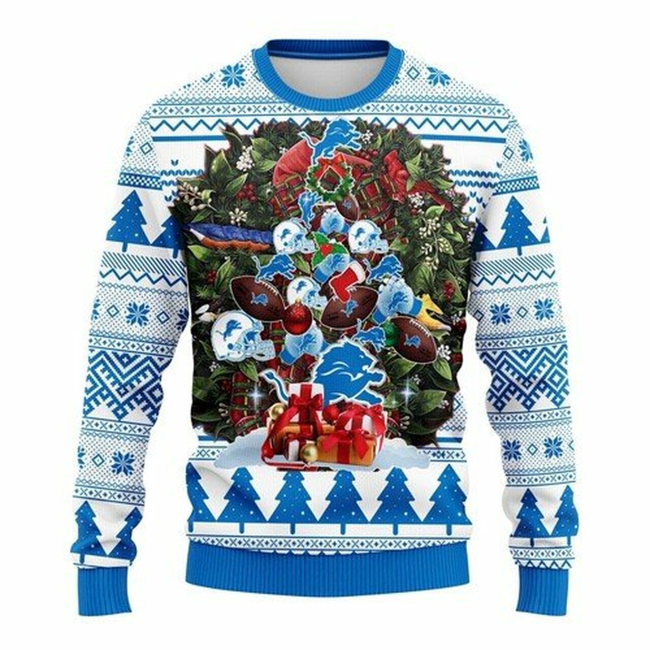 NFL Detroit Lions christmas tree ugly sweater