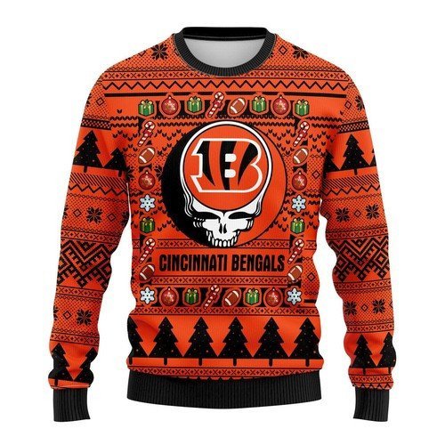 [ COOL ] NFL Cincinnati Bengals Grateful Dead ugly christmas sweater – Saleoff 311221