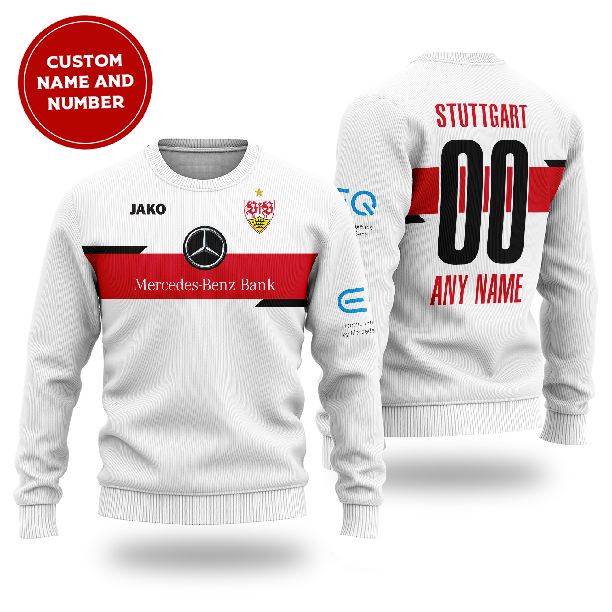VfB Stuttgart Mercedes-Benz custom name and number christmas wool sweater