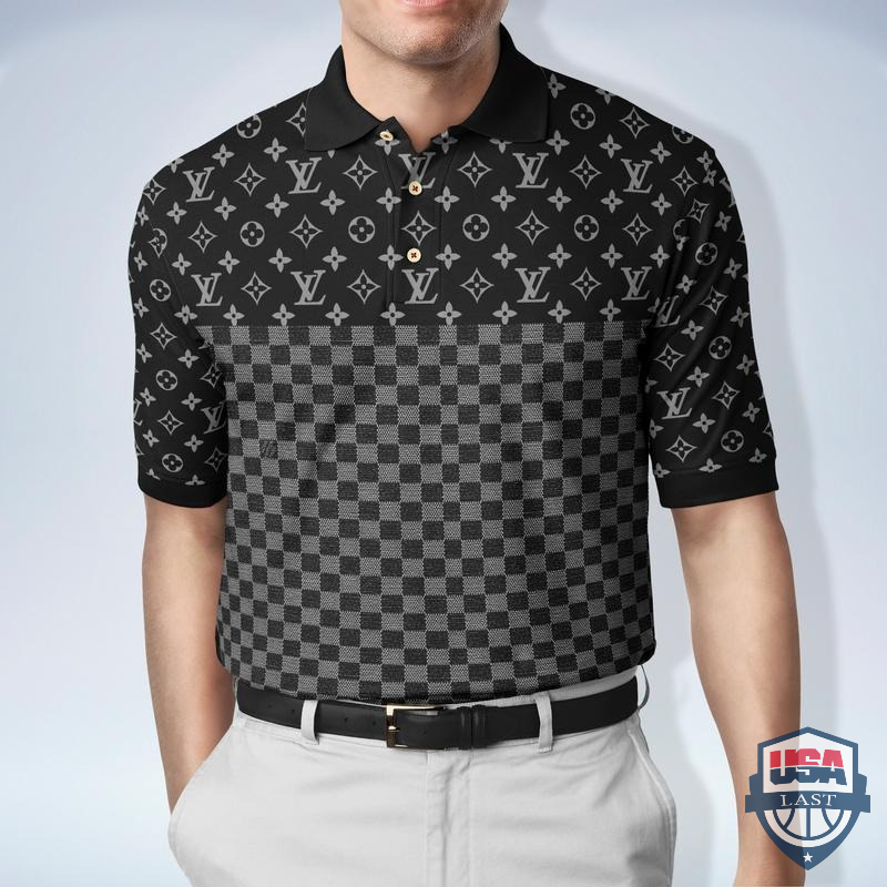 [NEW] Louis Vuitton Black And White Squares Pattern Polo Shirt – Hothot