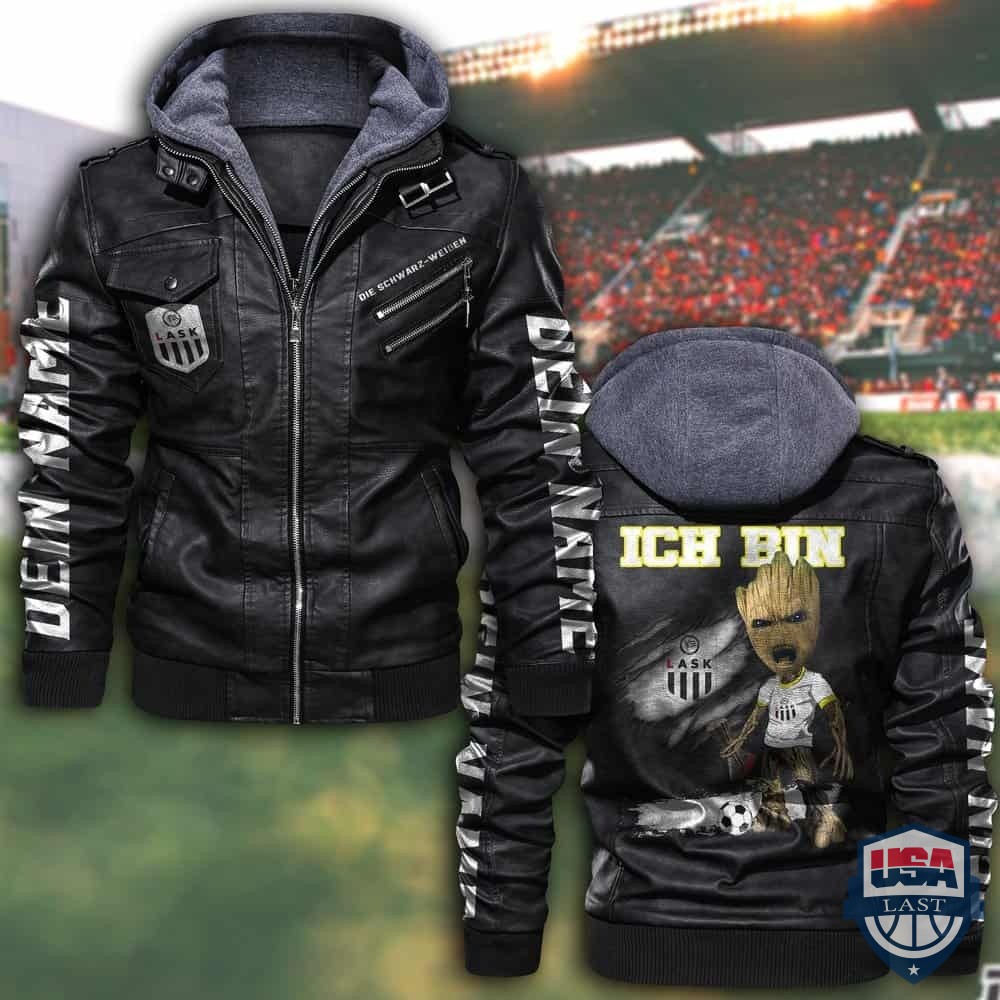 Personalisiert LASK Linz FC Lederjacke mit Kapuze – Hothot 150122