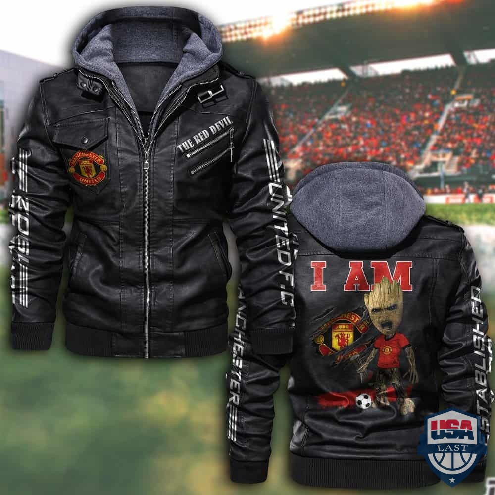 Manchester United FC Baby Groot Hooded Leather Jacket – Hothot 150122