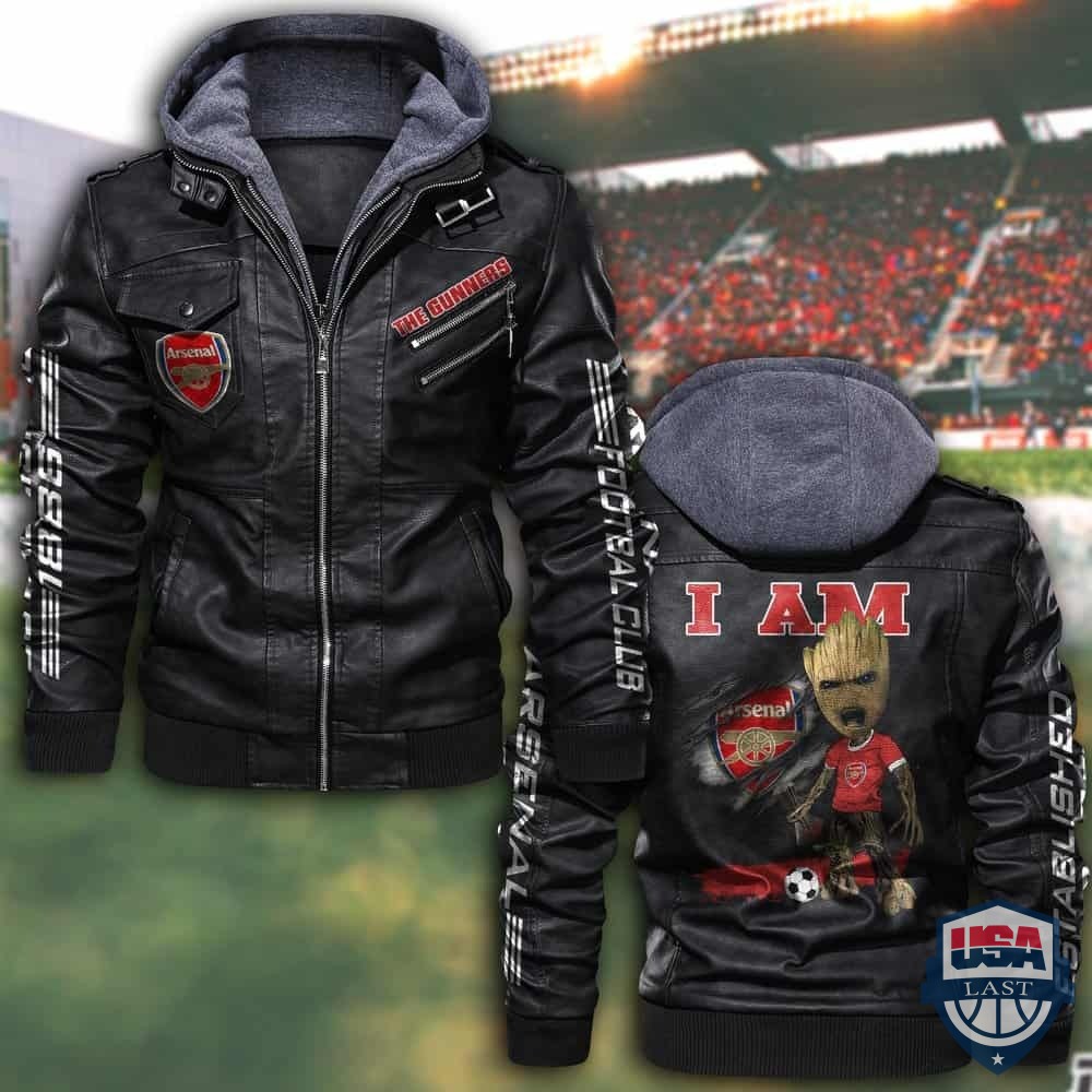 Arsenal FC Baby Groot Hooded Leather Jacket – Hothot 150122