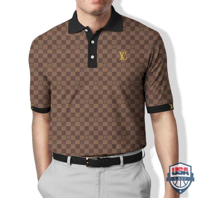 [NEW] Louis Vuitton Logo Brown Polo Shirt – Hothot