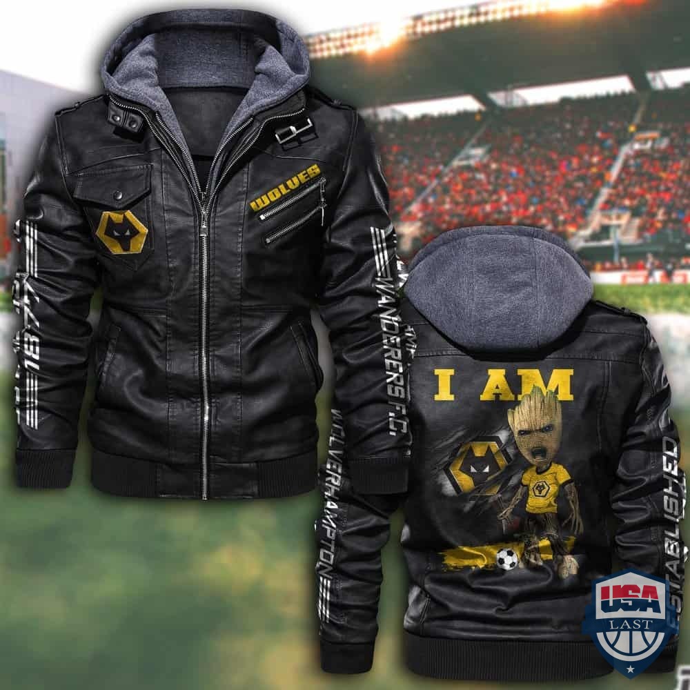 Wolverhampton Wanderers FC Baby Groot Hooded Leather Jacket – Hothot 150122