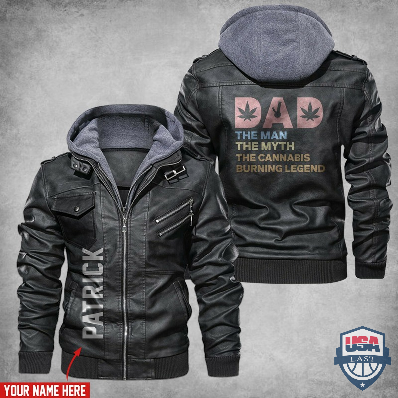 [Hot] Dad The Man The Myth The Cannabis Burning Legend Custom Name Leather Jacket – Hothot 180122