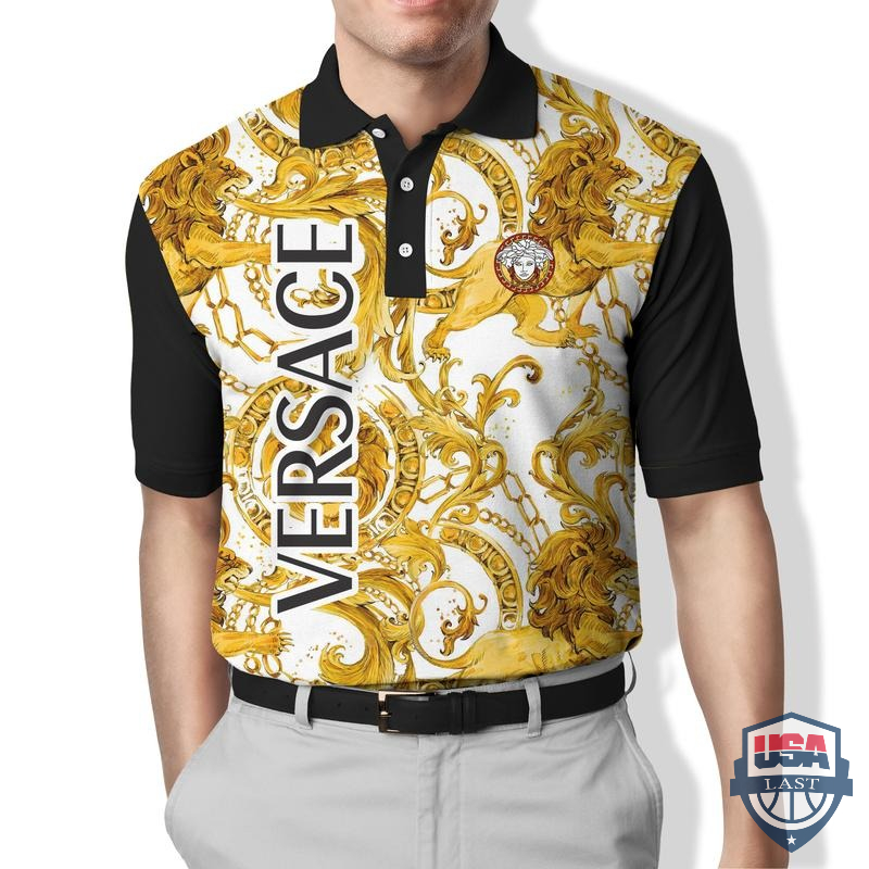[NEW] Versace Lion Logo Full Print Polo Shirt – Hothot
