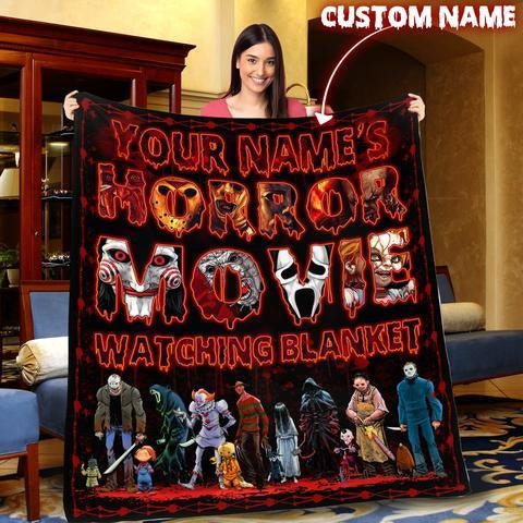 Personalized custom name Horror movie watching blanket