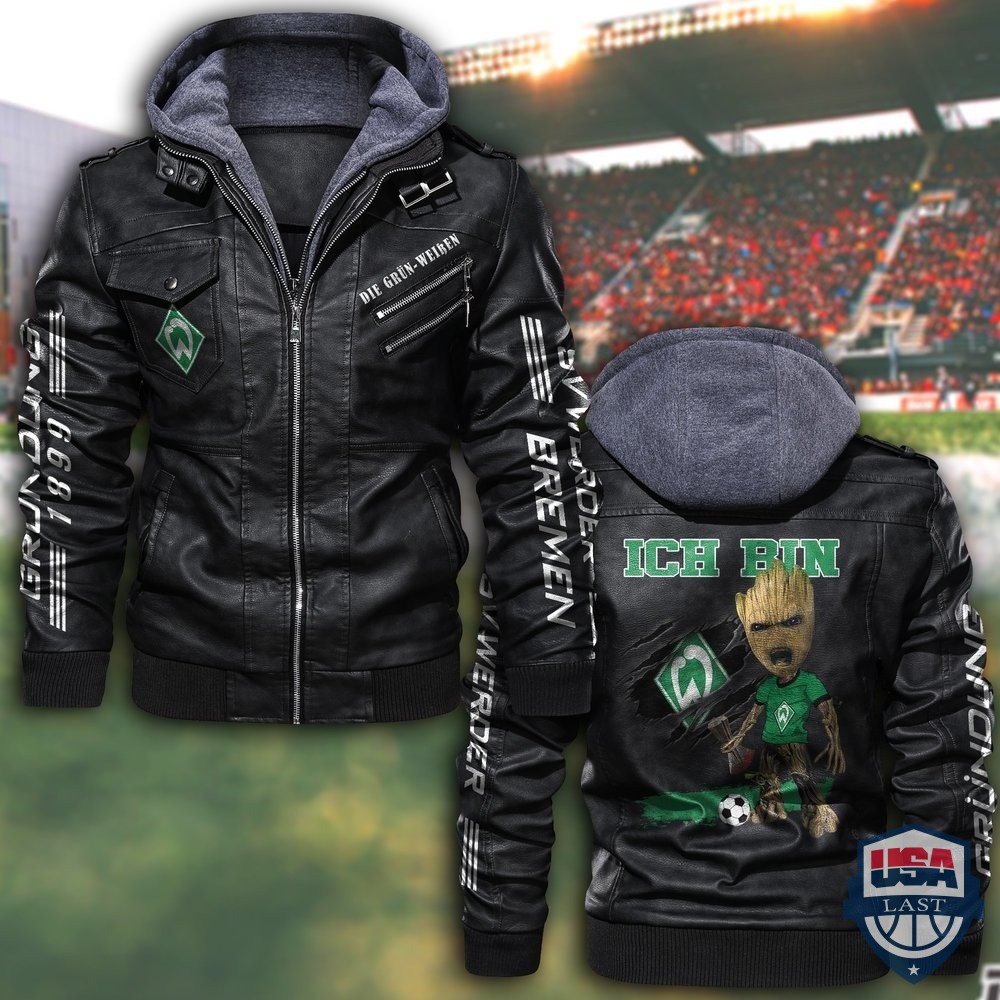 NEW SV Werder Bremen FC Hooded Leather Jacket – Hothot 170122