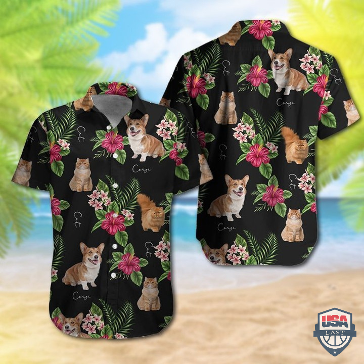 Corgi Dog And Orange Cat Hawaiian Shirt – Hothot 080122
