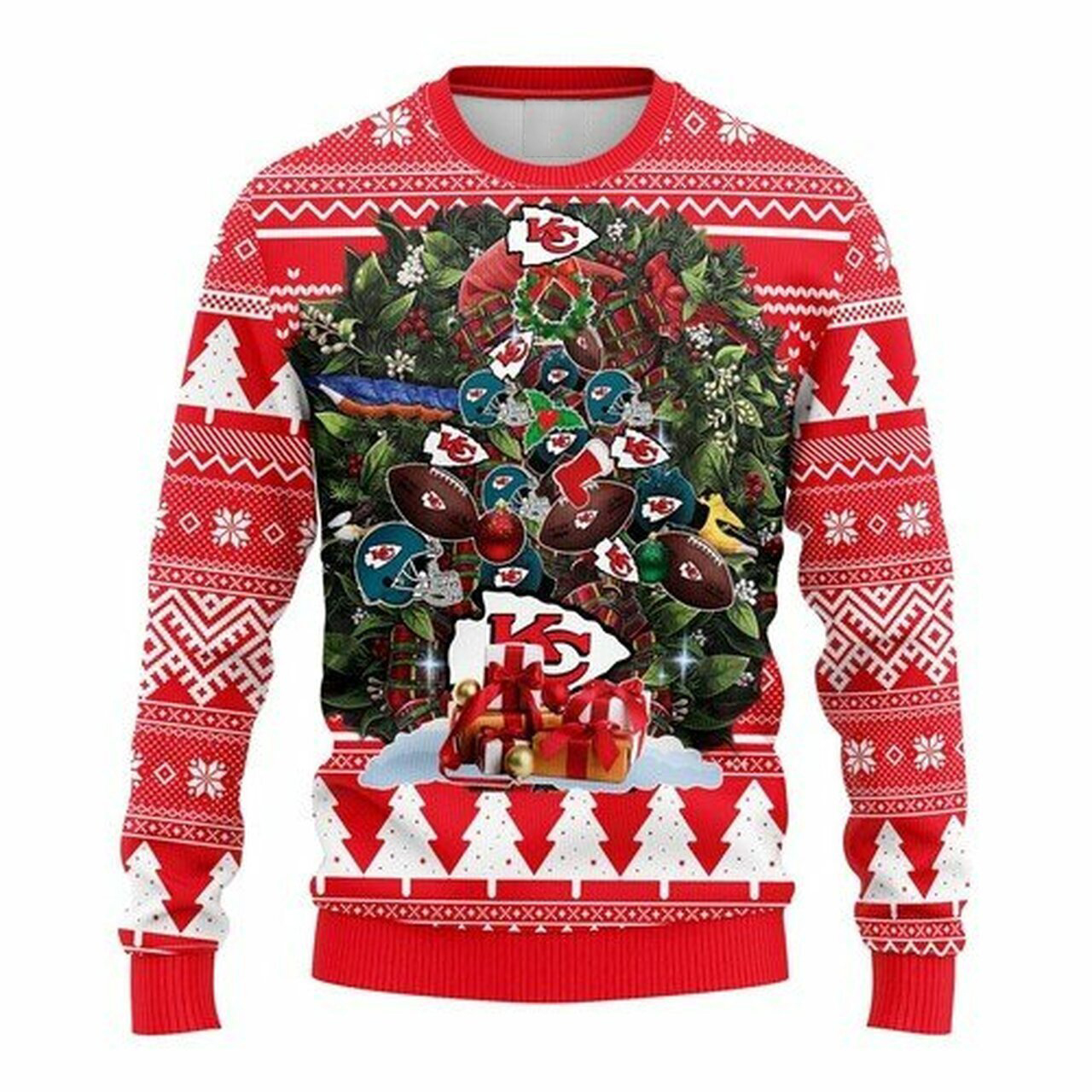 NFL Kansas City Chiefs christmas tree ugly sweater