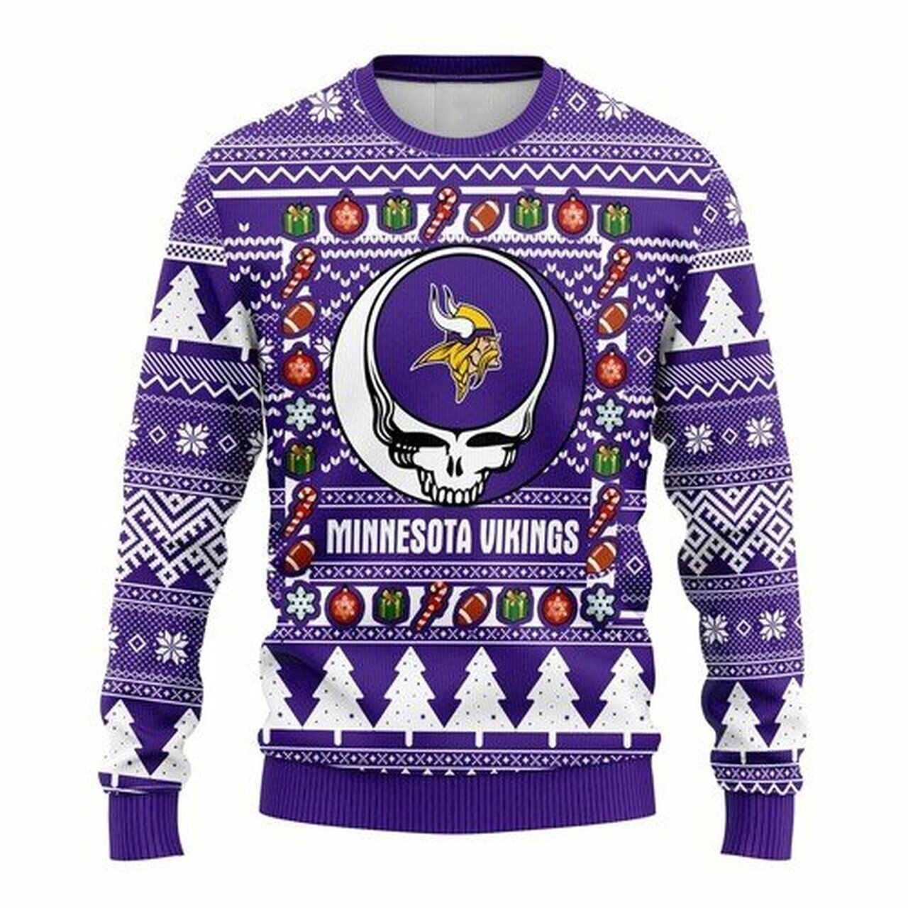NFL Minnesota Vikings Grateful Dead ugly christmas sweater