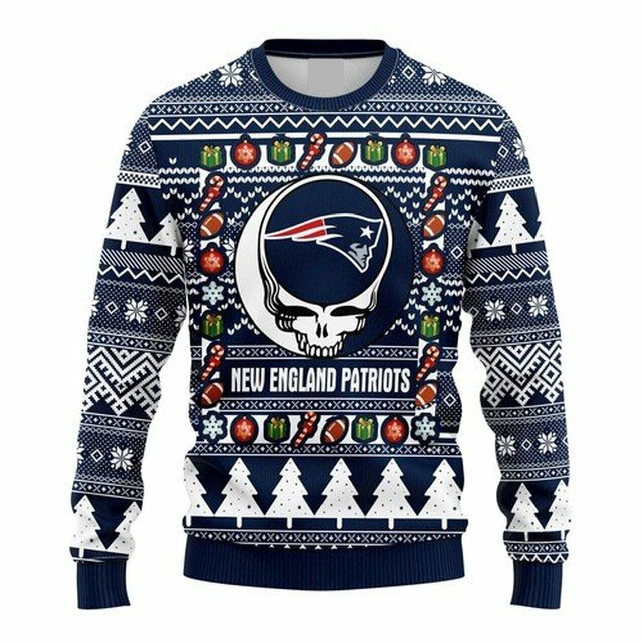 NFL New England Patriots Grateful Dead ugly christmas sweater