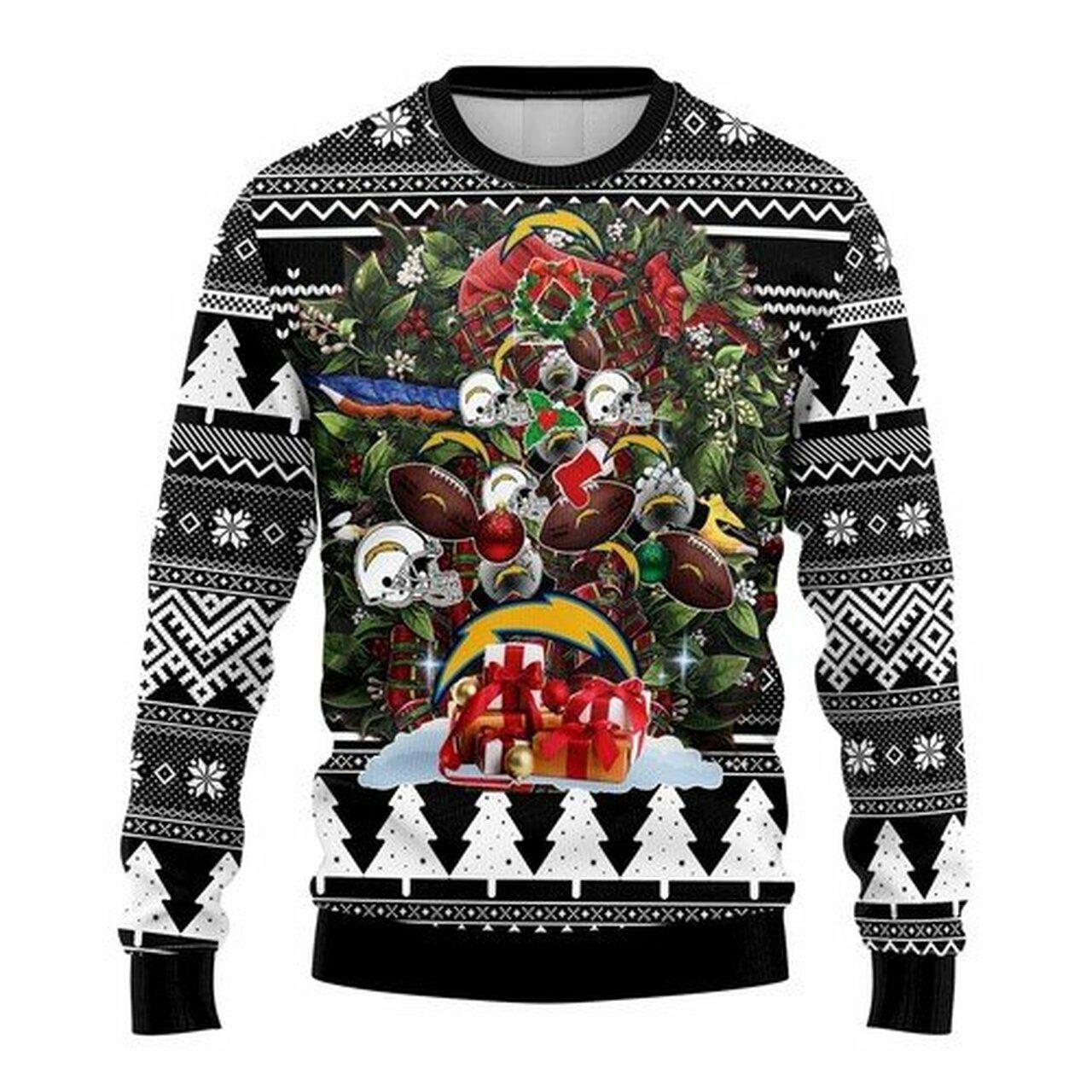 NFL San Diego Chargers christmas tree ugly sweater