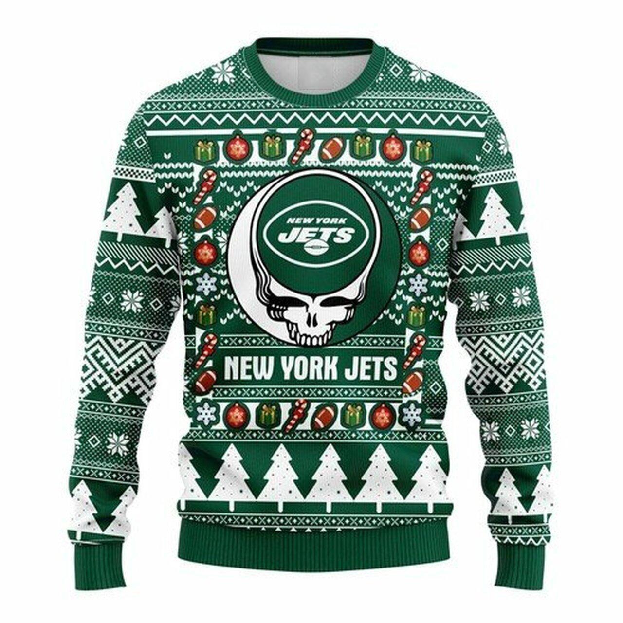 NFL New York Jets Grateful Dead ugly christmas sweater
