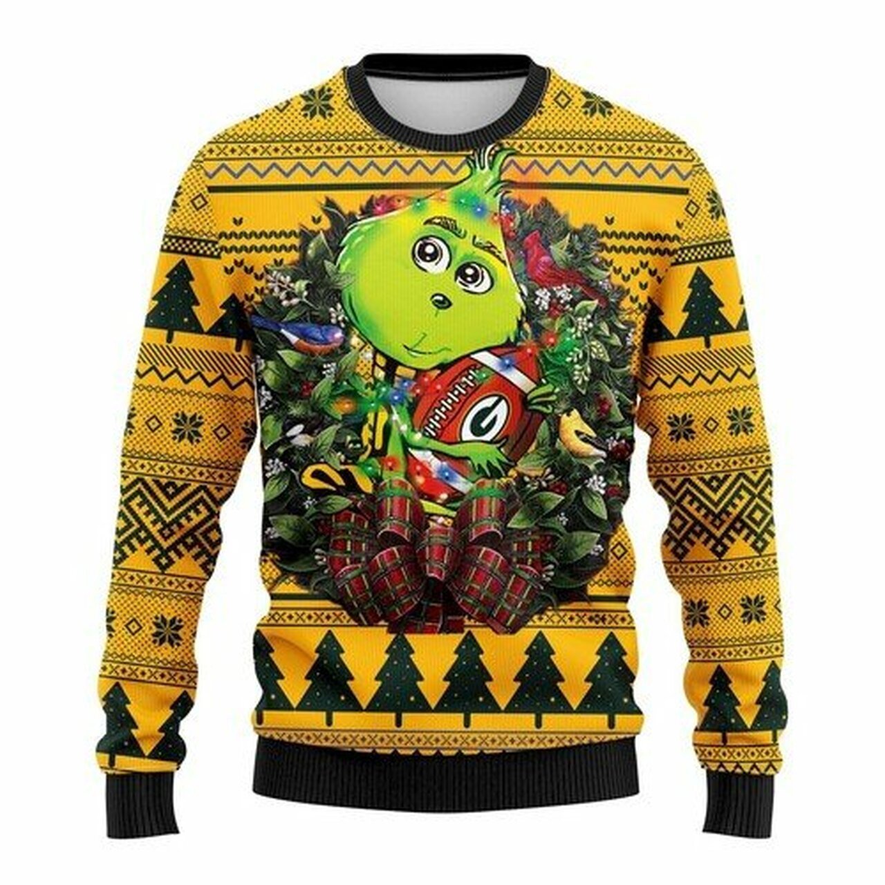 NFL Green Bay Packers Grinch hug ugly christmas sweater