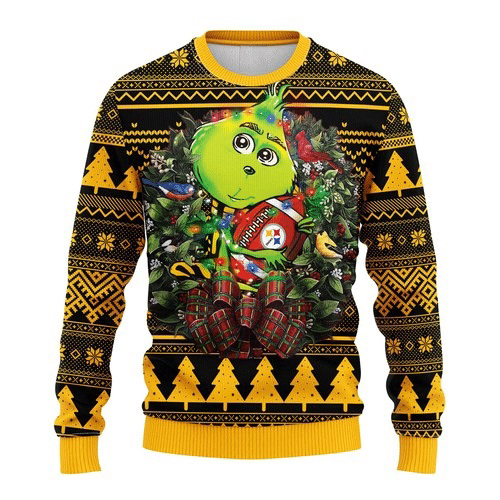 NFL Pittsburgh Steelers Grinch hug ugly christmas sweater