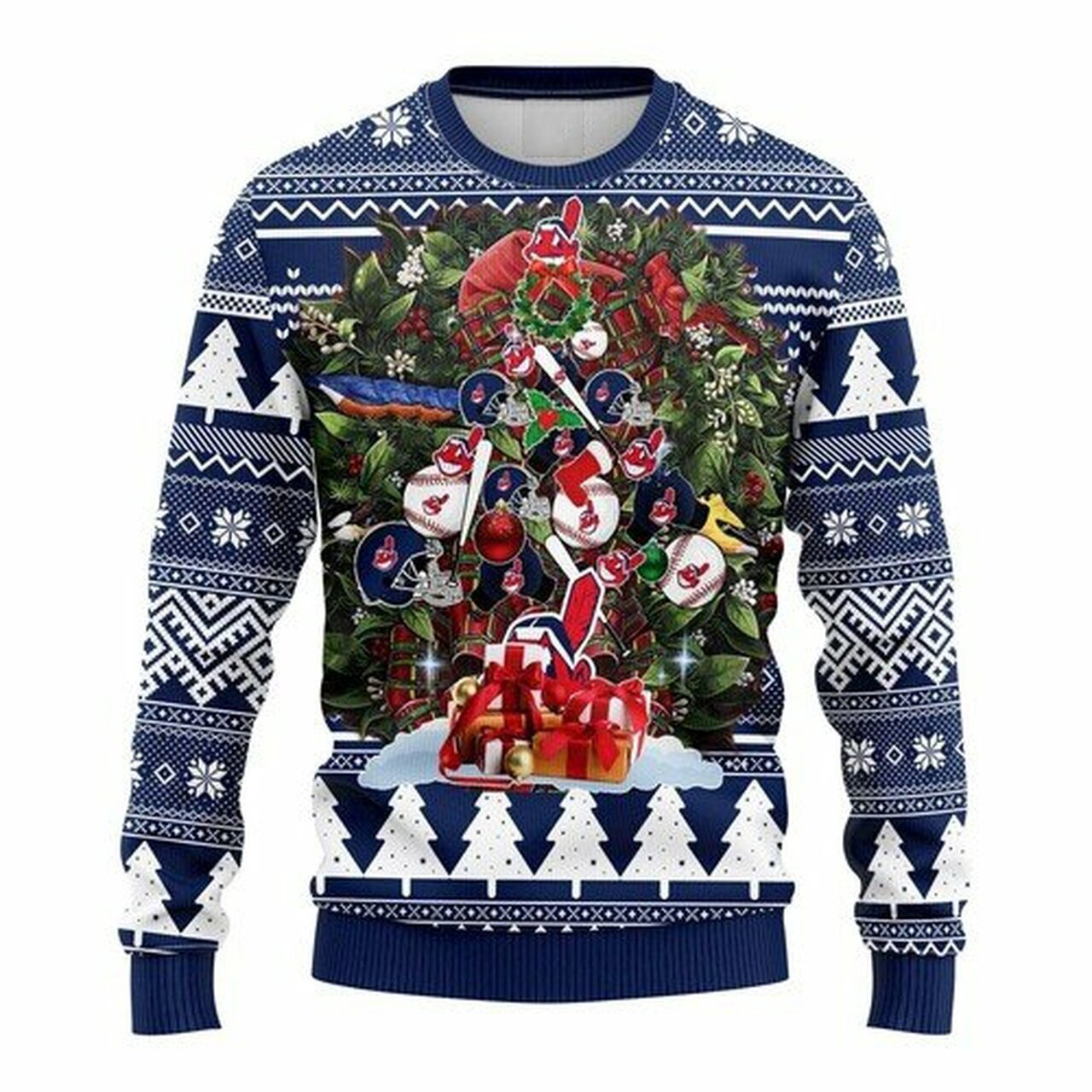 MLB Cleveland Indians christmas tree ugly sweater