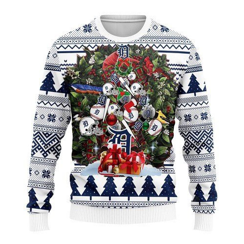 MLB Detroit Tigers christmas tree ugly sweater