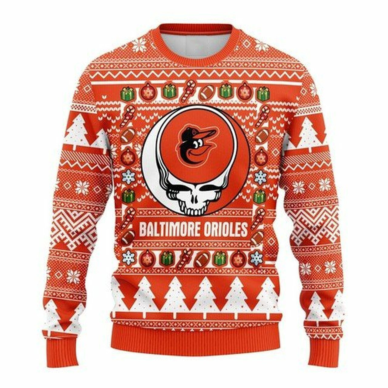 MLB Baltimore Orioles Grateful Dead ugly christmas sweater