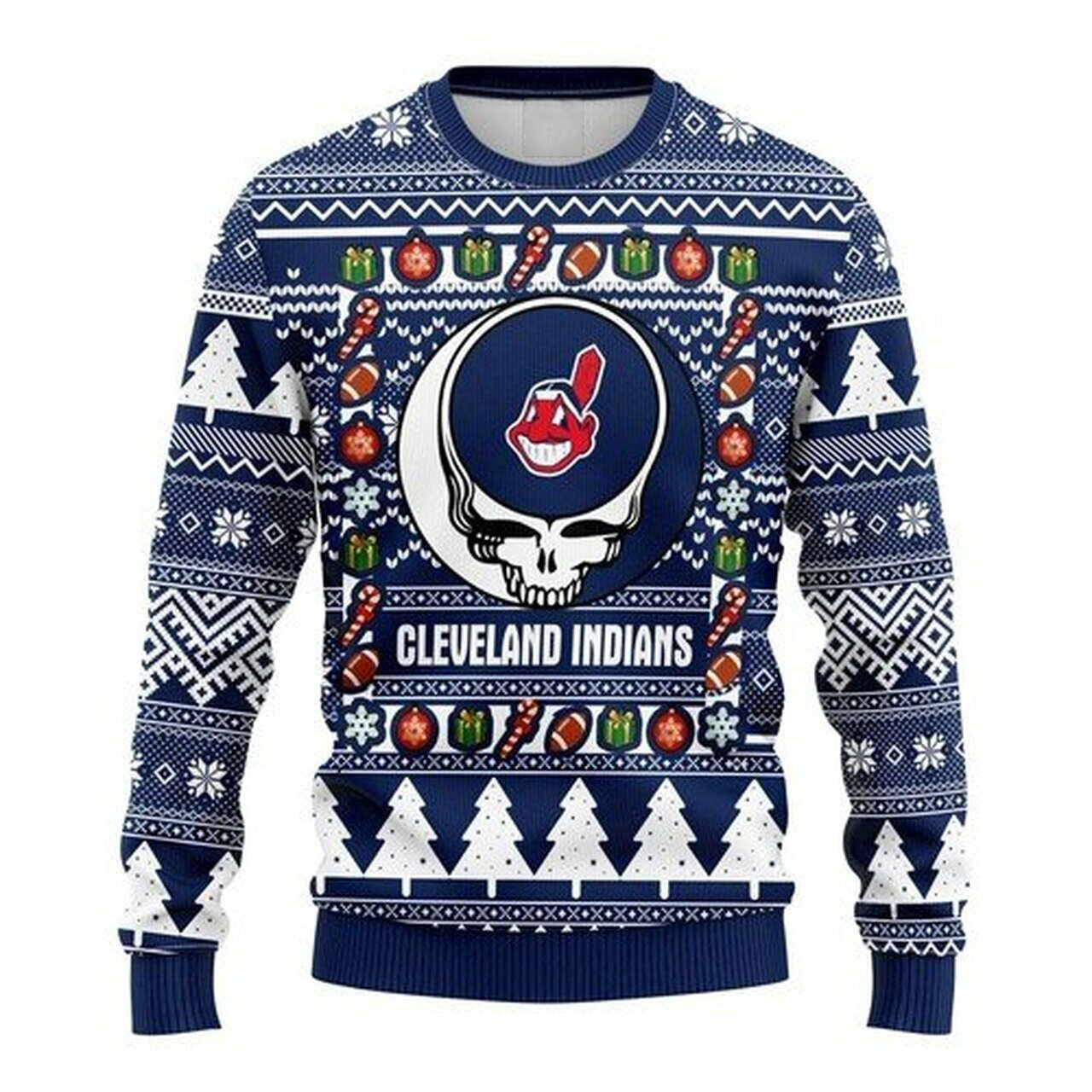 MLB Cleveland Indians Grateful Dead ugly christmas sweater