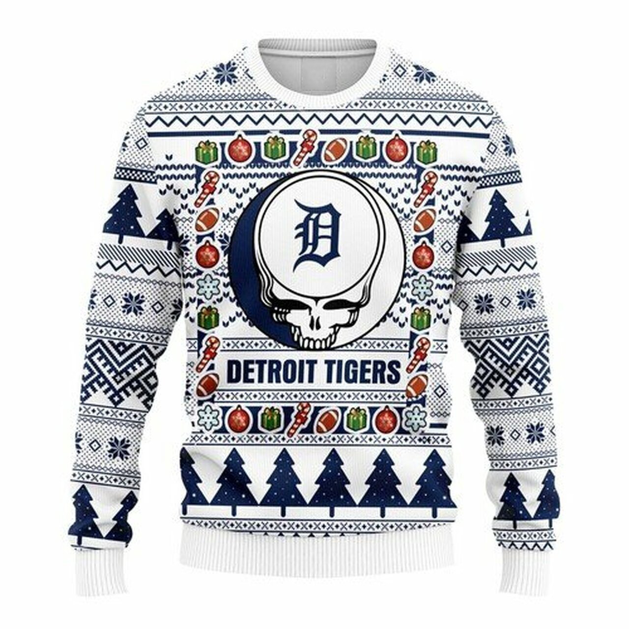MLB Detroit Tigers Grateful Dead ugly christmas sweater