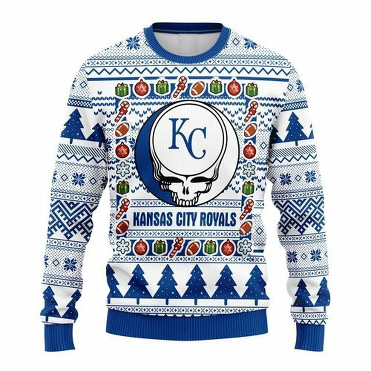 MLB Kansas City Royals Grateful Dead ugly christmas sweater