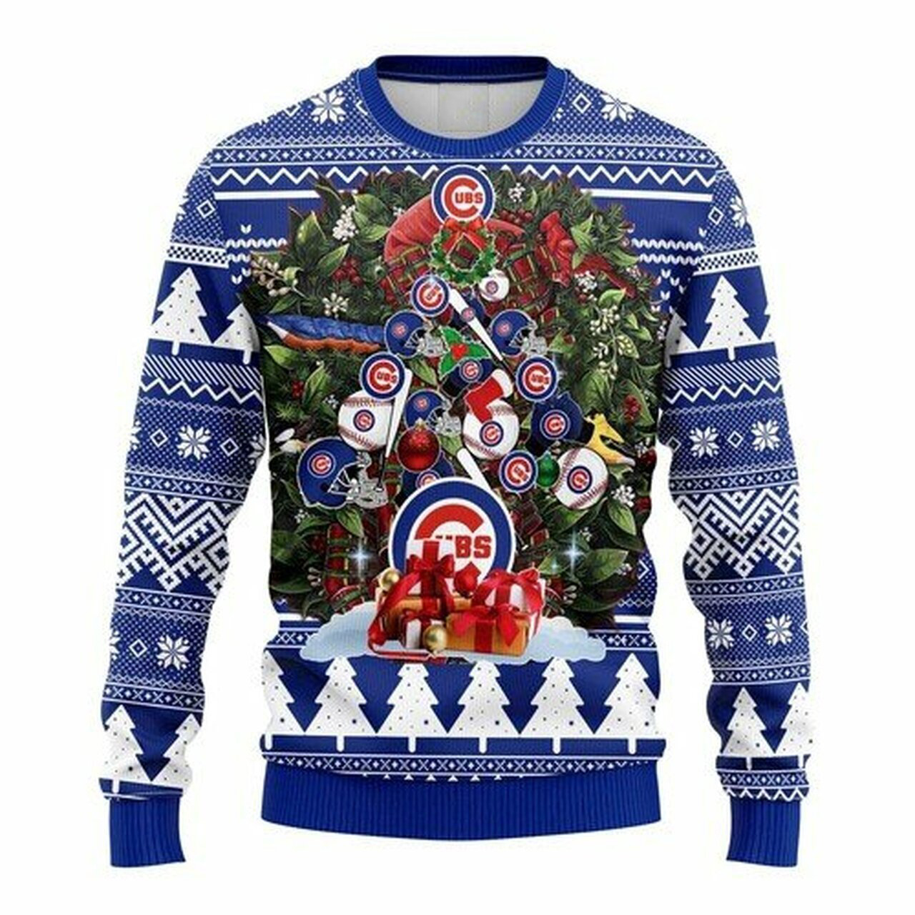 MLB Chicago Cubs christmas tree ugly sweater