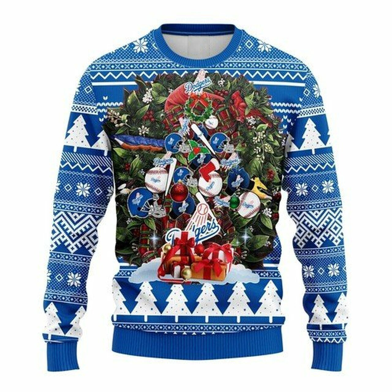 MLB Los Angeles Dodgers christmas tree ugly sweater