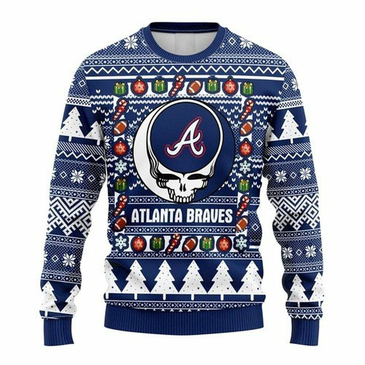 MLB Atlanta Braves Grateful Dead ugly christmas sweater