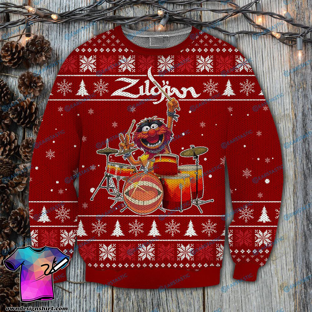 The Muppets Animal Drums zildjian red ugly sweater