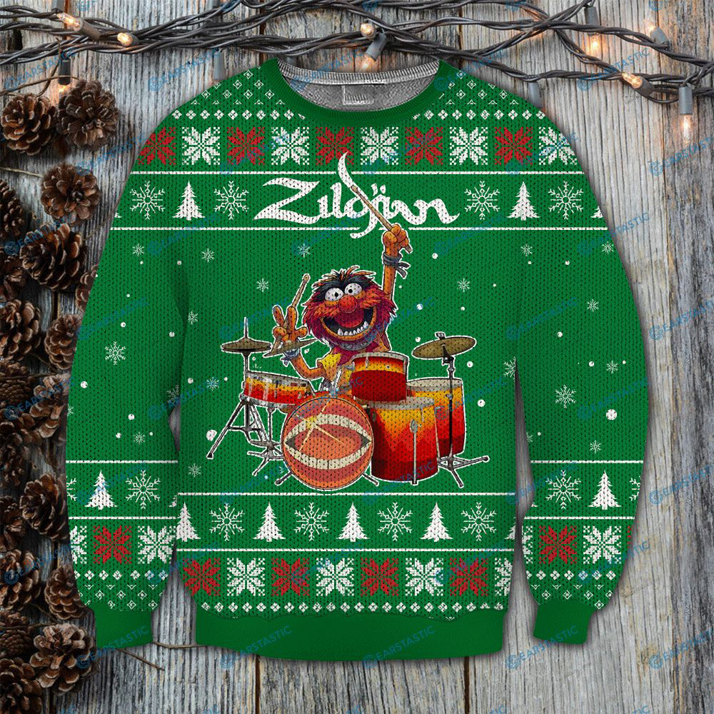 The Muppets Animal Drums zildjian green ugly sweater