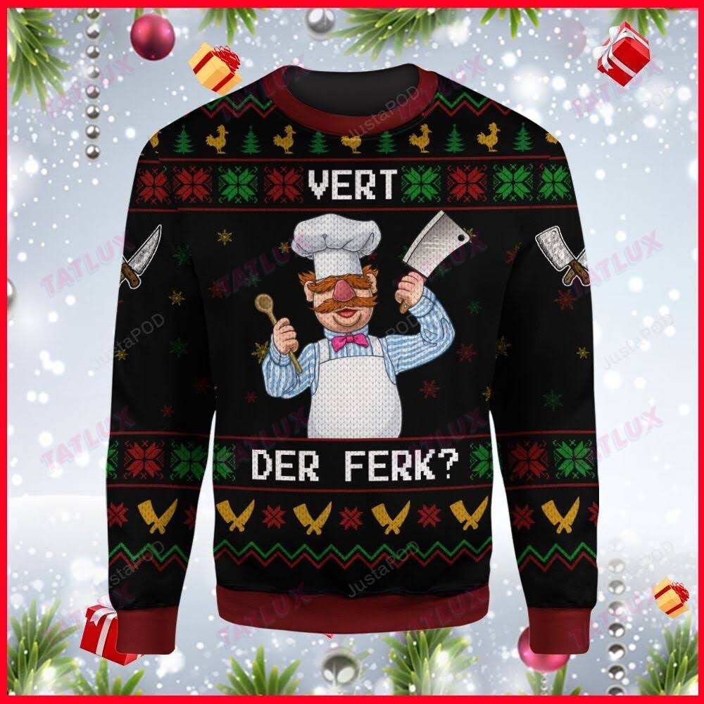 Swedish Chef muppet vert der ferk ugly sweater