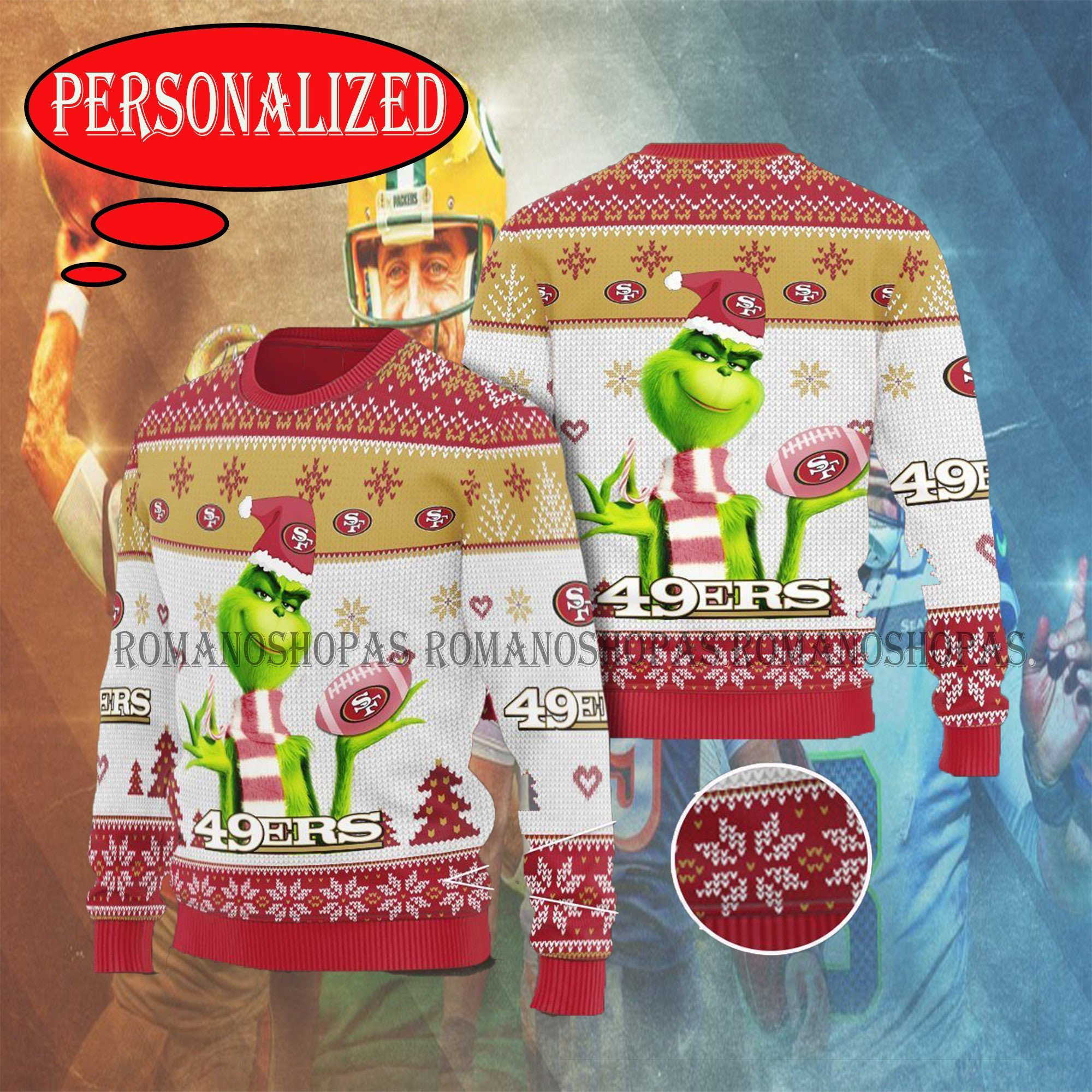 San Francisco 49ers NFL Grinch ugly sweater