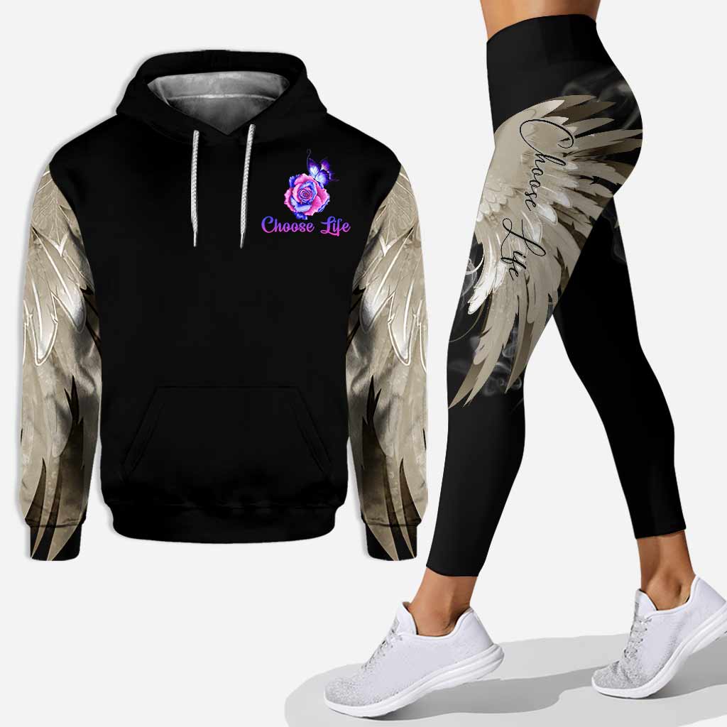 Choose life angel wings rose semicolon suicide prevention all over printed hoodie and leggings – Saleoff 250122