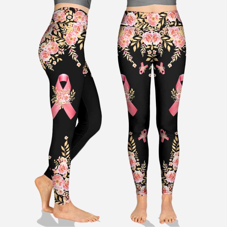 Breast cancer awareness scars all over printed hoodie and leggings